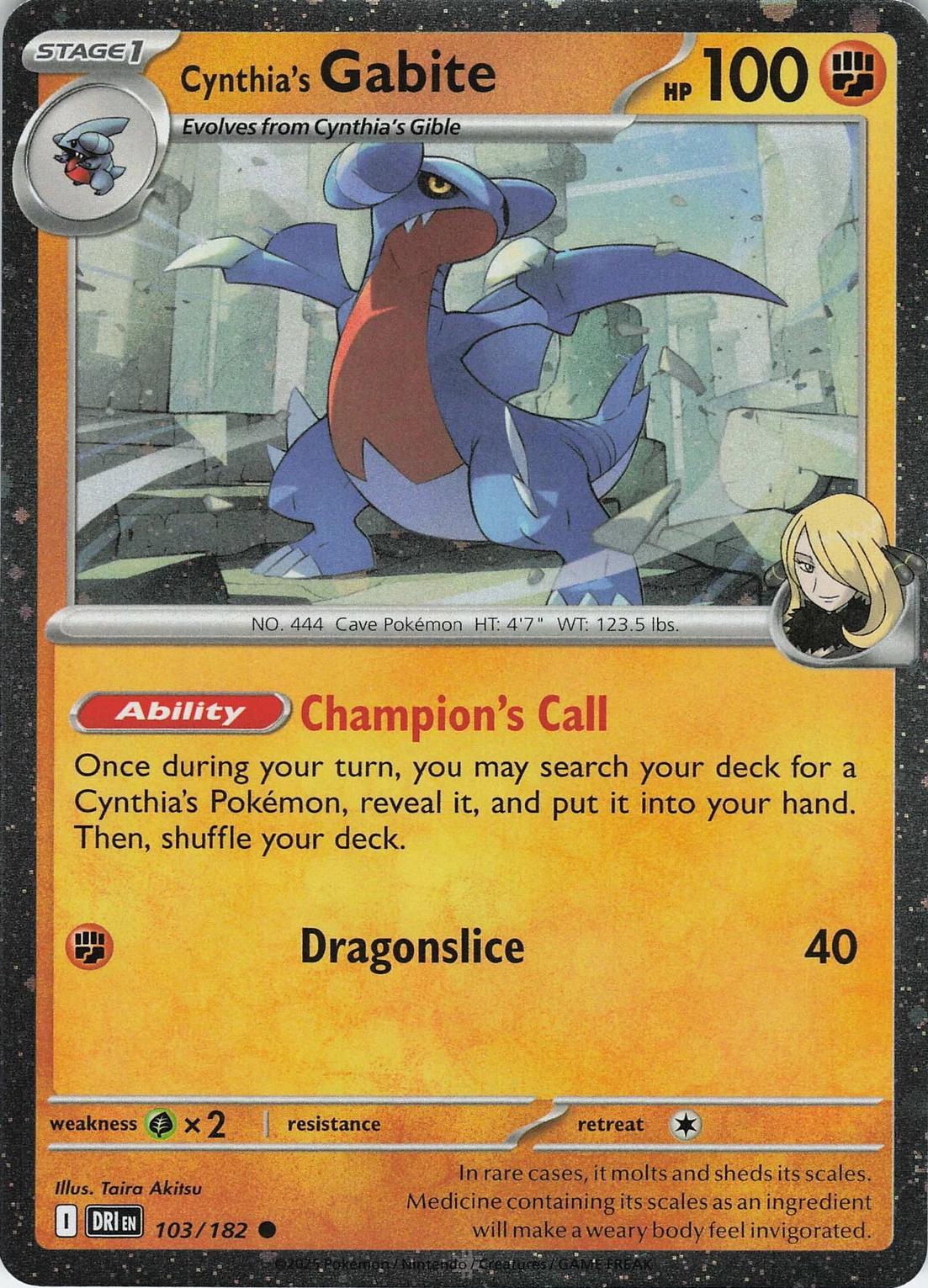 Destined Rivals Cynthia's Gabite [Cosmos-Holo] Pokémon card